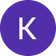 The letter k is in a purple circle on a white background.