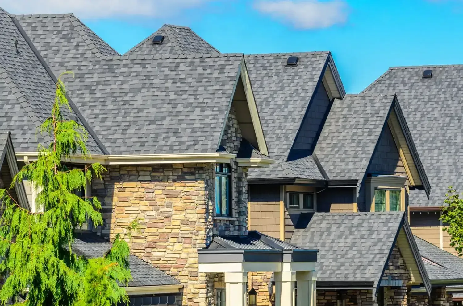 Residential home with a newly installed roof